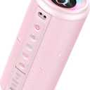 Portable Bluetooth Speaker, 2026 Bluetooth 5.4 Wireless Speaker with 20W HD Loud Stereo Sound, 20H Playtime, LED Lights, IP7, TWS Pairing, Built-in Mic, for Outdoor, Home, Beach, Party, Gift, Pink