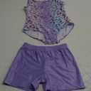 Zaclotre Gymnastics Leotards for Girls Sparkly Sleeveless Dance Unitards Biketards with Gym Shorts, Size 3-4 years