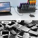 420W Charging Station for Multiple Devices - 24 Ports USB Fast Charging Station with 30W Power Delivery, Multi Charger Dock for Phone Tablet, Home, Office, School