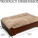 Large Size Elevated Dog Bed, Walnut Finish Raised Dog Bed | Size 37" 28" 7, Supports up to 80 lbs, Removable Washable Cover, Mattress and Frame