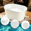 4 Gallon Galvanized Beverage Tub, 2 Pcs Heavy-Duty Ice Buckets Large Galvanized Drink Buckets with Handles for Catering Bars Parties (White-2PCS)