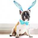 Lionheart glory Dog Bow Collar Easter Day Dog Collar for X-Small Dogs,Easter Rabbits Colorful Dog Collars with Bowtie Spring Bunnies Blue Collars Puppy Collar Bows