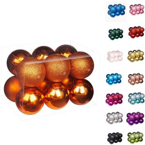 Emopeak 12Pcs Christmas Balls Ornaments for Xmas Christmas Tree - 4 Style Shatterproof Christmas Tree Decorations Hanging Ball for Holiday Wedding Party Decoration (Orange, 3.2"/8CM)