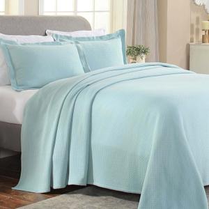 Superior Solitaire Cotton 3 Piece Bedspread Set, Home Bed Decor, Decorative Textured Bed Spread, 2 Pillow Shams, Airy Blanket, Matelasse Coverlet Bedding, All-Season Accent Blanket, King, Aqua