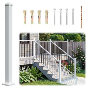 2.56" x 2.56" x 42" Modular Aluminum Deck Railing Post, AAMA 2604–Grade Textured Matte White Stair Railing Post Porch Post for Outdoor Decks, Porches, Patios & Balconies (Post Only)