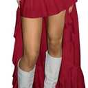 Verdusa Women's Renaissance Pirate Western High Low Night Out Skirt Asymmetrical Ruffle Maxi Skirts M
