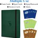 Premium 9 Pocket Card Binder for 540 Cards, Fabmaker PU Cover Trading Card Binder, Sturdy Card Collection Album, Sleek Card Holder Folders for Game Cards & Sports Cards, Dark Green