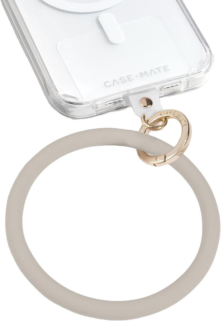 Case-Mate Phone Charm Bangle Bracelet - Detachable Wristlet Keychain for Women - Hands-Free iPhone Wrist Strap with Tether Tab - Key Ring Bracelet for Galaxy, Pixel and Phone Cases - Nude