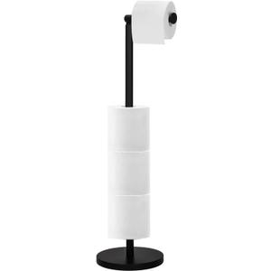 Toilet Paper Holder Stand - Free Standing Toilet Paper Roll Holder for 4 Rolls with Anti-Slip Base Bathroom Organizers and Storage,Black