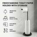 Cesun Extra Weighted Base Toilet Paper Holder Stand - SUS304 Rust Proof Free Standing Tissue Roll Holder for 4 Rolls, No Tipping, No Slipping, Matte Black
