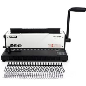 Rayson TD1202R Wire Binding Machine, 3:1 Pitch Round Hole Coil Binder Hole Punch, Compatible with Wire, Spiral, and Click Binding Spines, 32-Hole Punch, Punches 12 Sheets, Binds 120 Sheets