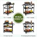 Outdoor Grill Cart Table,Indoor and Outdoor Pizza Oven Table,with 4 Movable Total Lock Casters, Hooks, Side Handle Multifunctional (Black) 