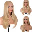 BrittyHair Blonde Wigs for Women 26 Inches Long Straight Layered Wig Middle Part Blonde Layered Wigs Natural Looking Heat Resistant Synthetic Wig for Daily Party Cosplay Use (#Mixed Blonde, 26 Inch)