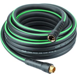 Hybrid Garden Hose 5/8 IN. x 50 FT, Heavy Duty, Lightweight, Flexible with Rotatable Grip Handle and Solid Brass Fittings