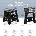Delxo Folding Step Stool, 13 inch Non-Slip Foldable Stools Up to 300 LBS, Step Stool with Handle, Lightweight for Kitchen, Bathroom, Bedroom, Garden, Black, 1PC
