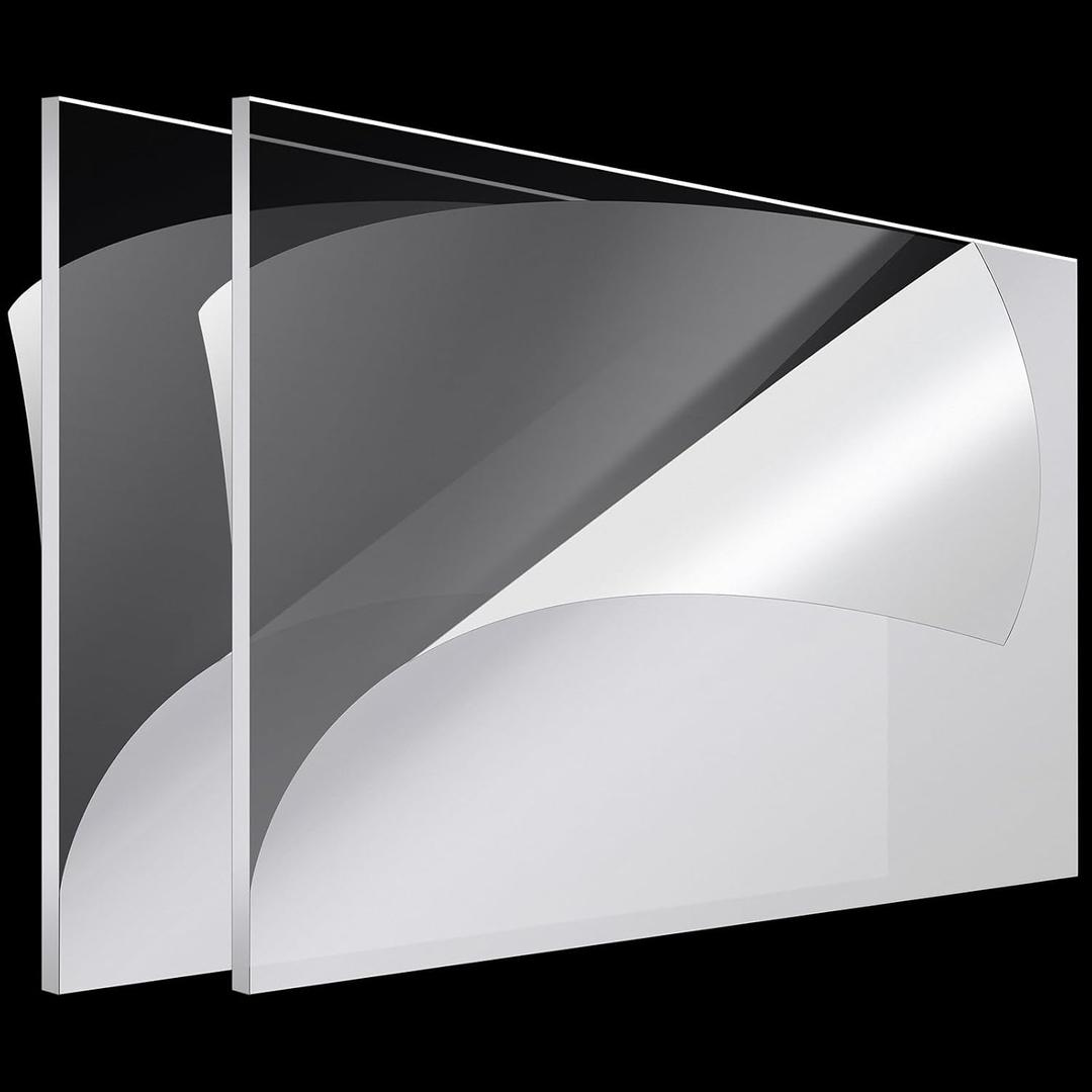 Roowest 2 Pcs 30 x 40 Inch, 1/4 Inch Thick Clear Acrylic Sheet Plastic Sheet Cut to Size Acrylic Board Panel for Craft Engraving Display