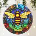 Pack Of 2 Bee Ceramic Christmas Hanging Ornament, 3.5 Inch - Bee Decor for Christmas Tree, Gift Exchange or Holiday Presents