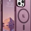 SUPFINE Magnetic for iPhone 14 Pro Case (Compatible with MagSafe) (Military Grade Drop Protection) Slim Translucent Matte Shockproof with Anti-Fingerprint Phone Case,Wine Red