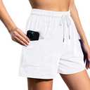 Ladies Cotton Cargo Sports Shorts in Summer Soft and Sweat Absorbing Feature Pockets and Drawstring for Comfort White
