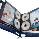 DVD CD Storage Case with Extra Wide Title Cover Pages for Blu Ray Movie Music Audio Disk (Portable Carrying Binder Holder Wallet Album Home Organizer Shelf)- Blue, 192 Disk Units, 96 Booklet Pockets