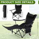 Karenhi 2 Pcs 2-in-1 Reclining Camping Chair with Removable Footrest Folding Recliner Camping Portable Beach Lounge Chair Oxford Fabric Reclining Design with Pillow Pockets Carry Bag, 35.43 x 19.69 x 19.69 inches