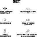 Skullcandy Set USB-C Wired Earbuds with Noise Isolating Fit, in-Line Microphone Call and Track Control for iPhone Android, Ear Gel Sizes Included for Custom Fit - True Black