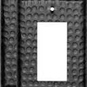 Monarch Abode Rocker Light Switch Cover Plate 1-Gang Matte Black Decorator Wall Plates, Hand Hammered Decorative Outlet Covers Wall Plates for Receptacle, GFCI Electric Outlet Cover, Pack of 2