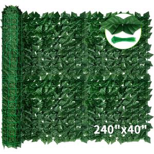 KASZOO Artificial Ivy Privacy Fence Screen 240"40" - UV-Anti Dense Faux Ivy Greenery Backdrop Fence Panels for Patio, Balcony, Garden, Backyard Indoor Outdoor Decor