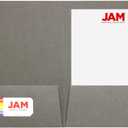 JAM PAPER Two Pocket Textured Linen Presentation Folders - Letter Size Business Folder - Gray - 6/Pack