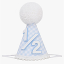 Blue White Gingham Birthday Hat