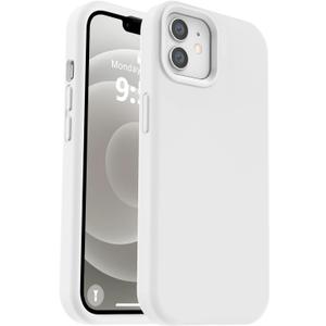 Vooii Compatible with iPhone 12 Case/iPhone 12 Pro Case, Liquid Silicone Upgrade [Soft Anti-Scratch Microfiber Lining] [Shockproof Drop Protection] Phone Case 6.1 inch - White