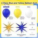 137pcs Royal Blue and Yellow Balloon Arch Kit, White Royal Blue and Yellow Balloons for Anniversary Engagement Graduation Baby Shower Birthday Party Decorations