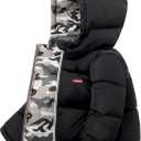 LUOUSE Little Boys Camo Zip Up Hooded Down Jacket Winter Warm Coat Outerwear 8t - 9t Black