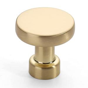 Amerdeco 30 Pack Brushed Brass Kitchen Cabinet Knobs Single Hole Cabinet Pulls Round Gold Drawer Knob Dresser Knobs for Bathroom Cabinets