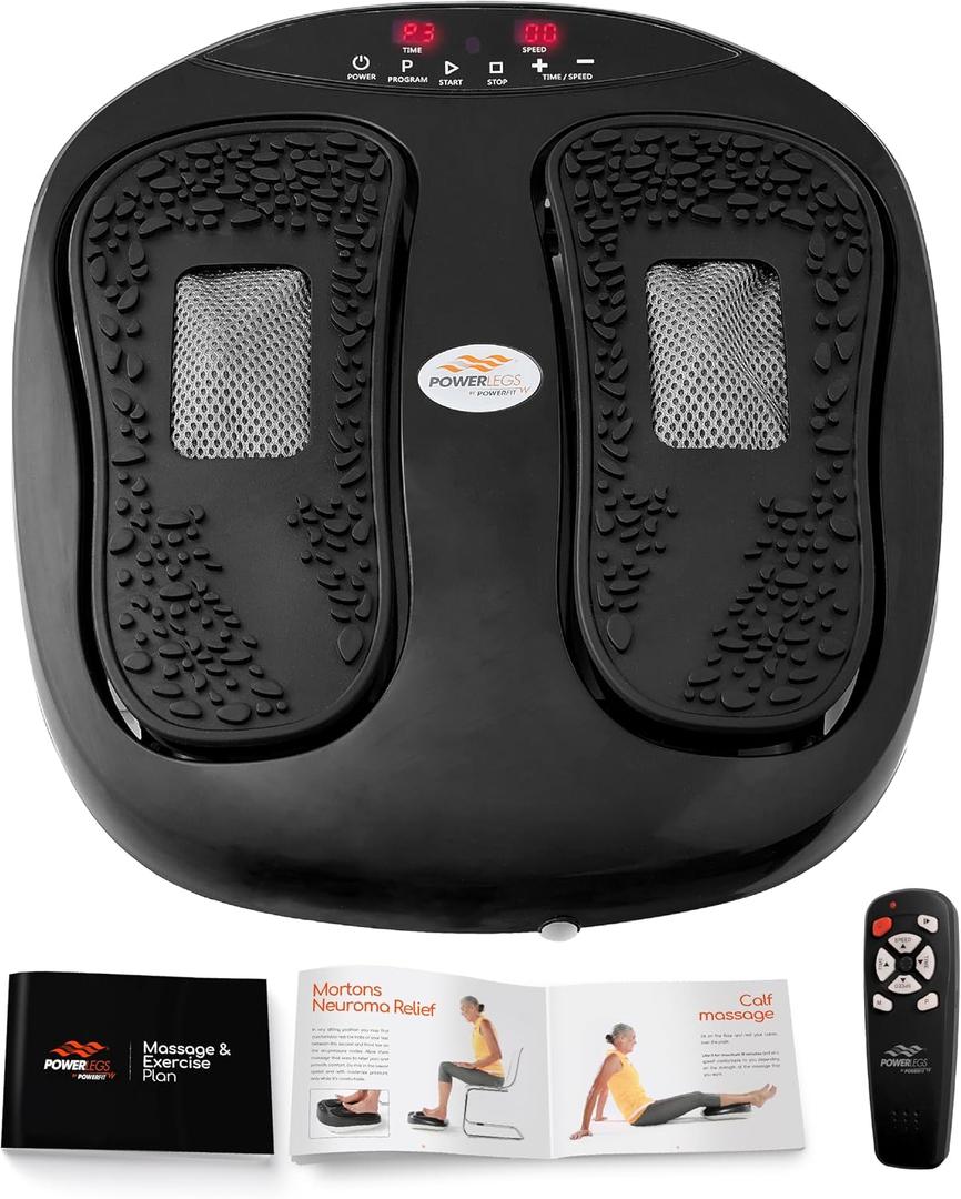 Power Legs Electric Foot Massager Machine with Remote Control, Adjustable Speed, Vibration - Calf Massager - Feet Massager for Neuropathy Pain Relief, Plantar Fasciitis, Leg Blood Circulation (Black) factory sealed