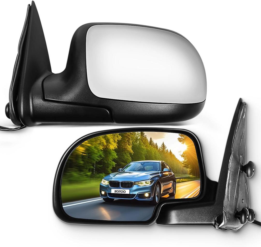 SCITOO Side View Mirrors Fit For 2001-2002 For GMC Yukon Sierra 3500 1999-2002 For Chevy Silverado 1500 2500 For GMC Sierra 1500 2500 Pair Mirrors Manual Folding Heated GM1320247