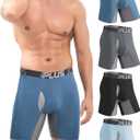 Boxer Briefs for Men Pack Breathable Mesh, Men's Underwear Moisture Wicking, Boxers for Men Pack 4 with 3D Pouch,S