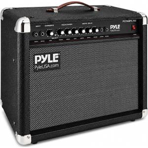 PyleUSA Portable Electric Guitar Amplifier, 40W Guitar Amp with 6" & 8" High-Definition Speakers, Dual Inputs, Overdrive, Digital Delay, 3-Band EQ, Gain & Volume Controls, Headphone Jack, Wood Cabinet