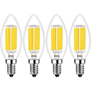 E14 LED Bulb Dimmable 60W Equivalent 2700K Warm White, E14 Light Bulbs European Base 6W 600Lumens AC120V, E14 Edison Bulb for Turkish Lamp Light Bulb Replacement, 4 Pack