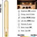 E12 Long Led Bulbs 4W Dimmable E12 Candelabra Bulb Warm White 2500K Amber Tubular Light Bulb 40 Watt T6 Edison Bulb 400lm 7.3Inch Vintage LED Filament, 6Pack