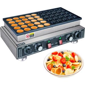 Mini Pancake Maker Machine, 50PCS Electric Nonstick Dutch Pancake Maker 110V 1600W, Commercial Muffin Maker with 2 Thermostats & 2 Timers Separate Control for Home Restaurant (12"D21"W7"H)