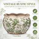 Geetery Ceramic Planter Pot 11 Inch Round Plant Pot, Vintage,Green,Large