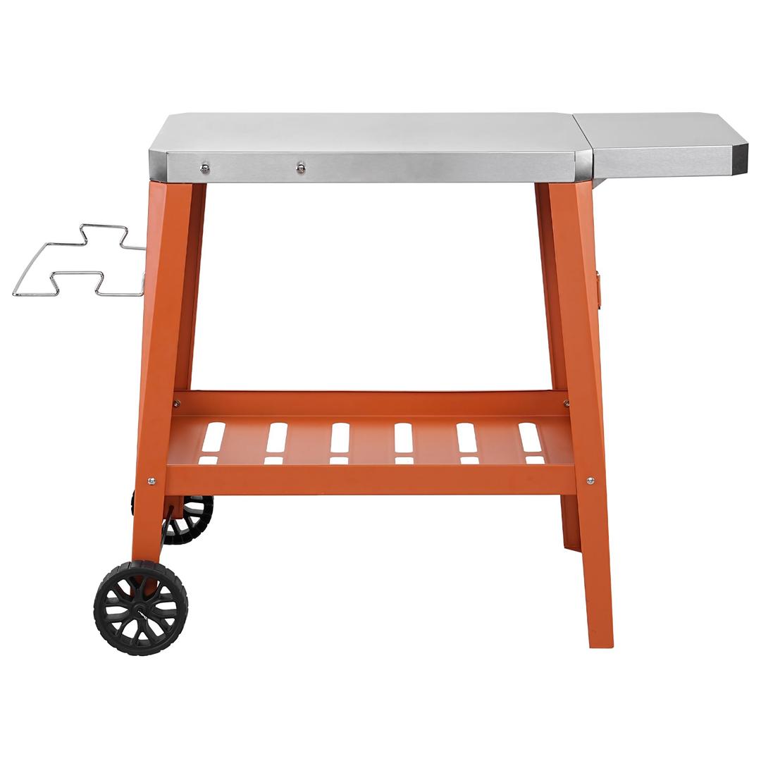 Feasto Grill Table with 31" x 19" Stainless Steel Top, Rolling Pizza Oven Stand with Foldable Extension Table, Outdoor Bar Cart for Compact Pizza Ovens & Griddles, Patio BBQ & Deck Parties