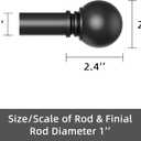 GXOACKJ Curtain Rods for windows 32-46 inch, 1 inch Diameter Decorative Matte Black Adjustable Heavy Duty Metal Curtain Rod set with Brackets