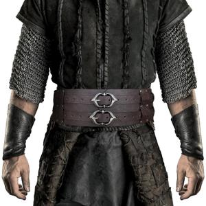 HiiFeuer Viking Wide Belt, Medieval Faux Leather Armor Belt, Knight Corset Belt, LARP Halloween Costume (Brown B)