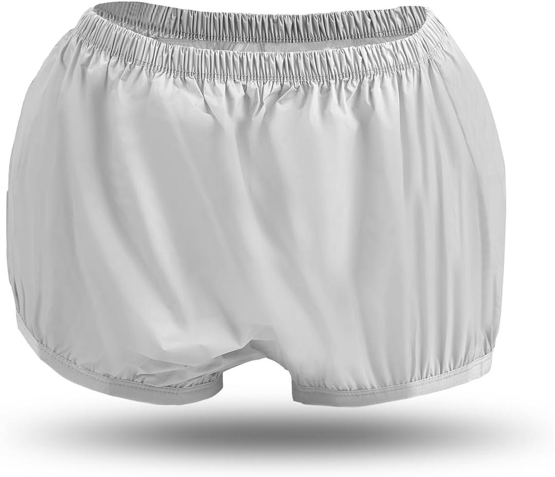 Adult Diaper Covers Waterproof, Leakproof Incontinence Plastic Pants Protective, Reusable Rubber Underwear for Women (1, Gray, 5XL)