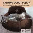 PetJett Calming Dog Bed for Small Dogs 23" Donut Dog Beds, Anti-Slip & Washable Fluffy Plush Faux Fur Pet Bed, Anti-Anxiety Premium Comfort Round Puppy Bed, Fits Dogs up to 25 lbs, Brown, Small