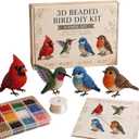 YADUO Tiny 3D Beaded Animal DIY Kit, Easy DIY Beading Embroidery Kit with 4 Cute Designs, Cute Bird & Animal Beading Craft Set, Handmade Bead Art Mosaic Kit for Adults,Beginners (Backyard Birds)