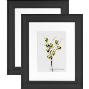 8x10 Picture Frames Black, 2 Pack, Display Picture 5x7 with Mat, Wooden Photo Frame for Table Top and Wall Mounting