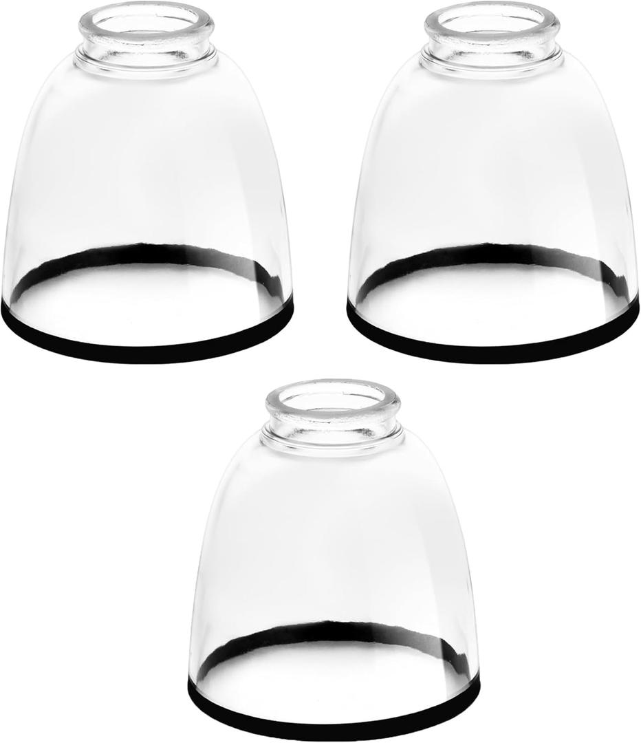 3-Pack Black Edge Clear Glass Shades, Bell Shaped Light Fixtures Lampshade,Glass Shade Covers Lamp Replacements for Chandelier Wall Sconces Pendant Light